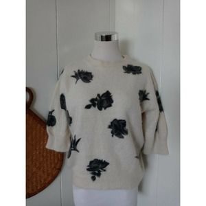 Et Vous 70% Angora rose crop short sleeve sweater